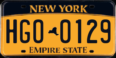 NY license plate HGO0129