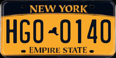 NY license plate HGO0140