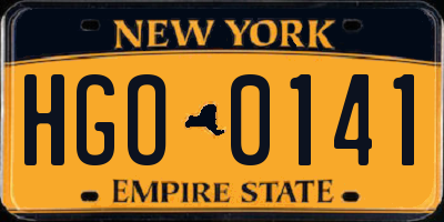 NY license plate HGO0141