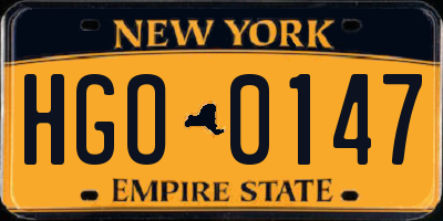 NY license plate HGO0147