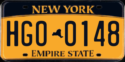 NY license plate HGO0148