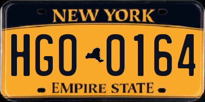 NY license plate HGO0164