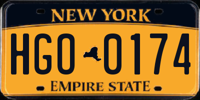 NY license plate HGO0174