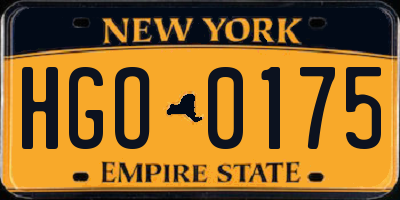 NY license plate HGO0175