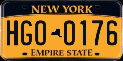 NY license plate HGO0176