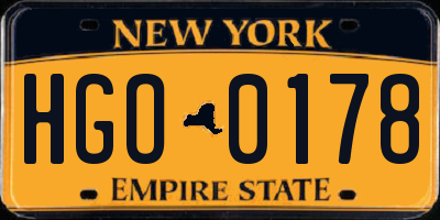 NY license plate HGO0178
