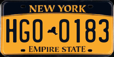 NY license plate HGO0183