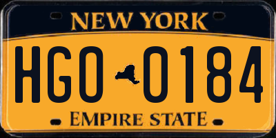 NY license plate HGO0184