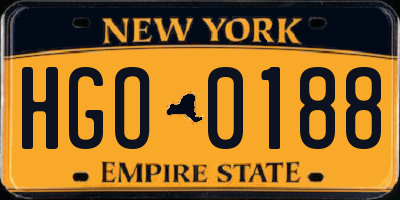 NY license plate HGO0188