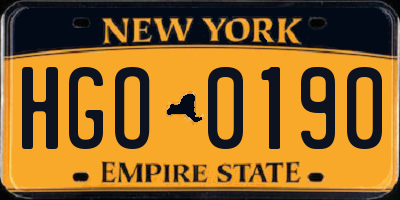 NY license plate HGO0190