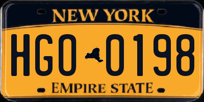 NY license plate HGO0198