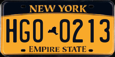 NY license plate HGO0213