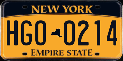 NY license plate HGO0214