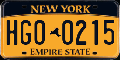 NY license plate HGO0215