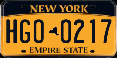 NY license plate HGO0217