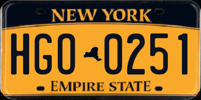 NY license plate HGO0251