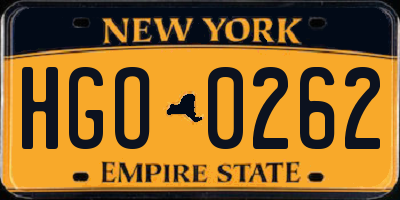 NY license plate HGO0262