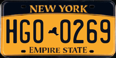 NY license plate HGO0269