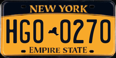 NY license plate HGO0270