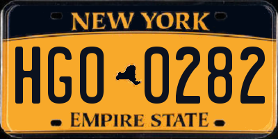 NY license plate HGO0282