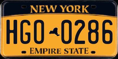 NY license plate HGO0286