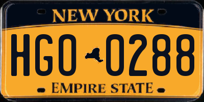 NY license plate HGO0288