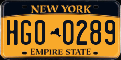 NY license plate HGO0289