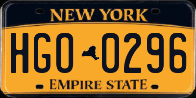 NY license plate HGO0296