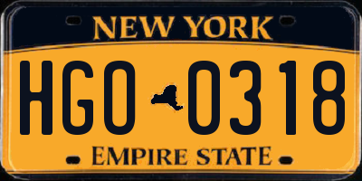 NY license plate HGO0318