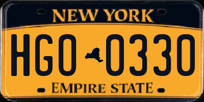 NY license plate HGO0330