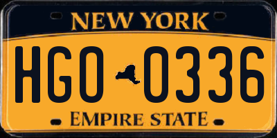 NY license plate HGO0336