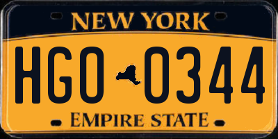 NY license plate HGO0344