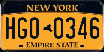 NY license plate HGO0346