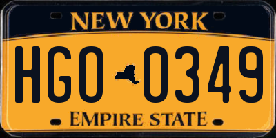 NY license plate HGO0349