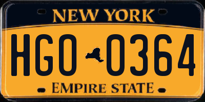 NY license plate HGO0364