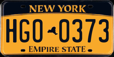 NY license plate HGO0373