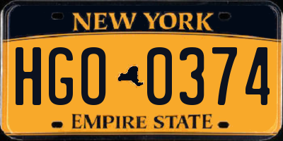 NY license plate HGO0374