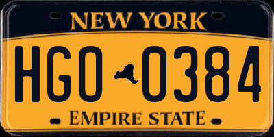 NY license plate HGO0384