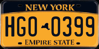 NY license plate HGO0399