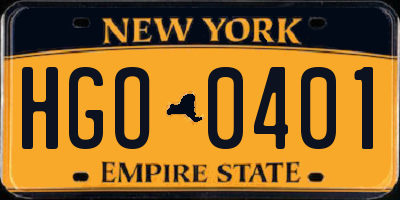 NY license plate HGO0401