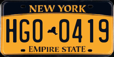 NY license plate HGO0419