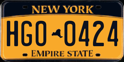 NY license plate HGO0424