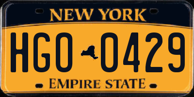 NY license plate HGO0429