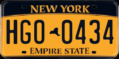 NY license plate HGO0434