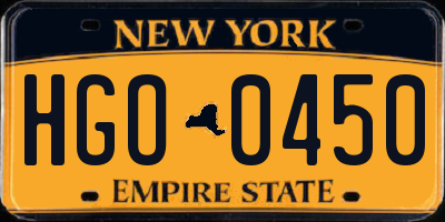 NY license plate HGO0450