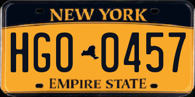 NY license plate HGO0457