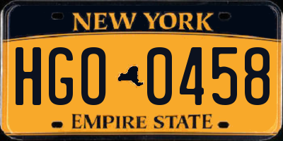 NY license plate HGO0458