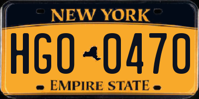 NY license plate HGO0470