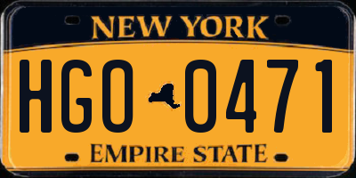 NY license plate HGO0471