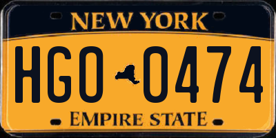 NY license plate HGO0474